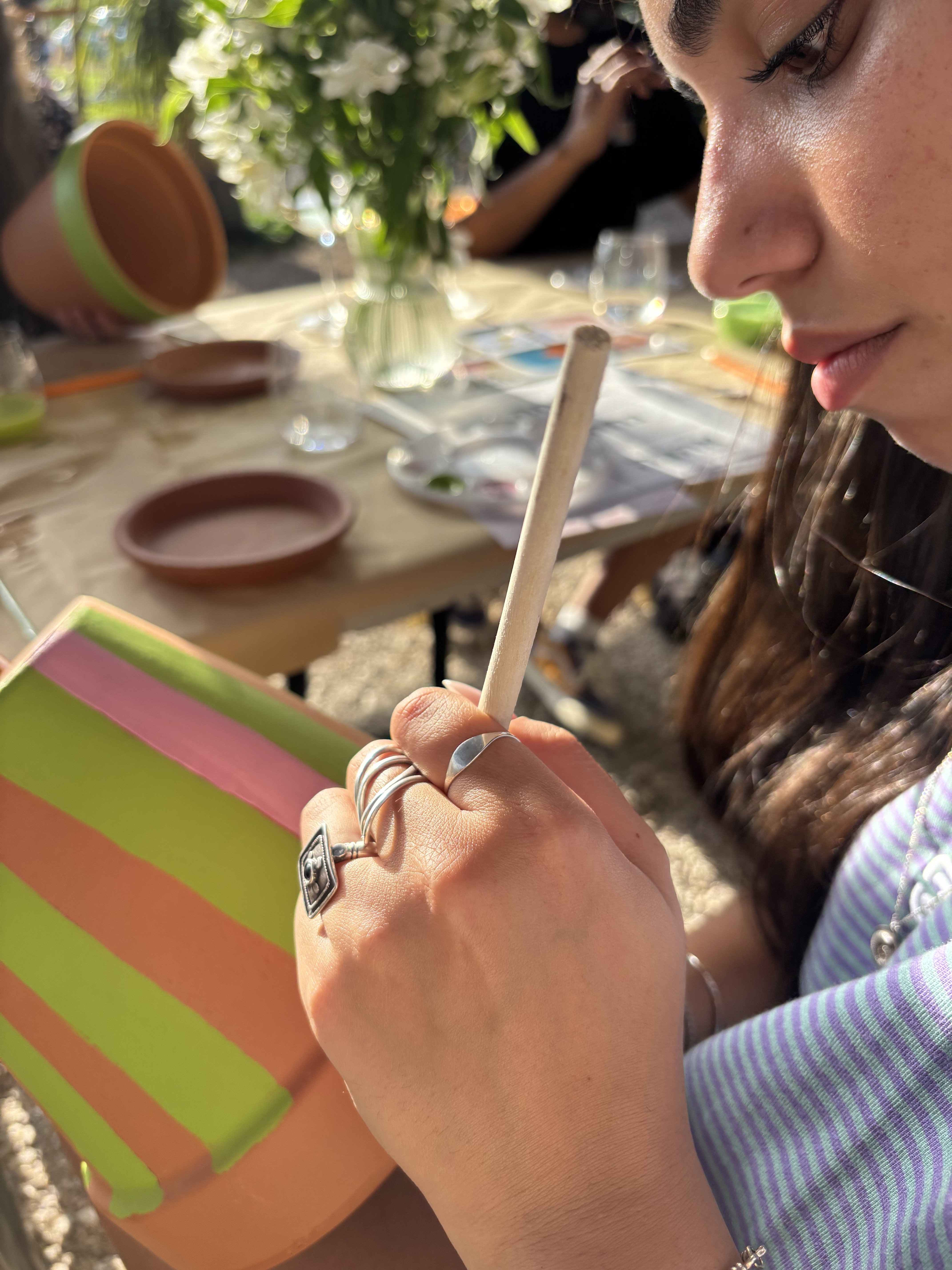 עציץ טרקוטה מצויר בסטודיו עלמא